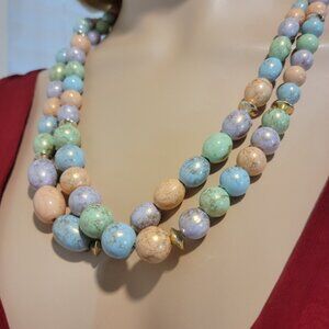 Candy Pastel Colors Necklace Two Strands Fun Multicolor and Excellent Condition